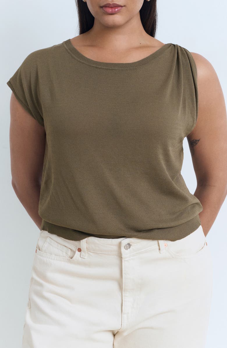 MANGO Gathered Hardware Knit Top, Main, color, Medium Brown