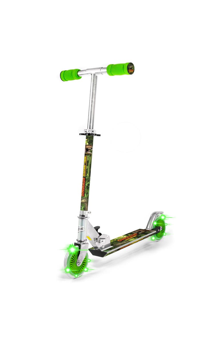 Ozbozz Dinosaur Scooter with 2 Light Up Wheels, Main, color, Multicolored