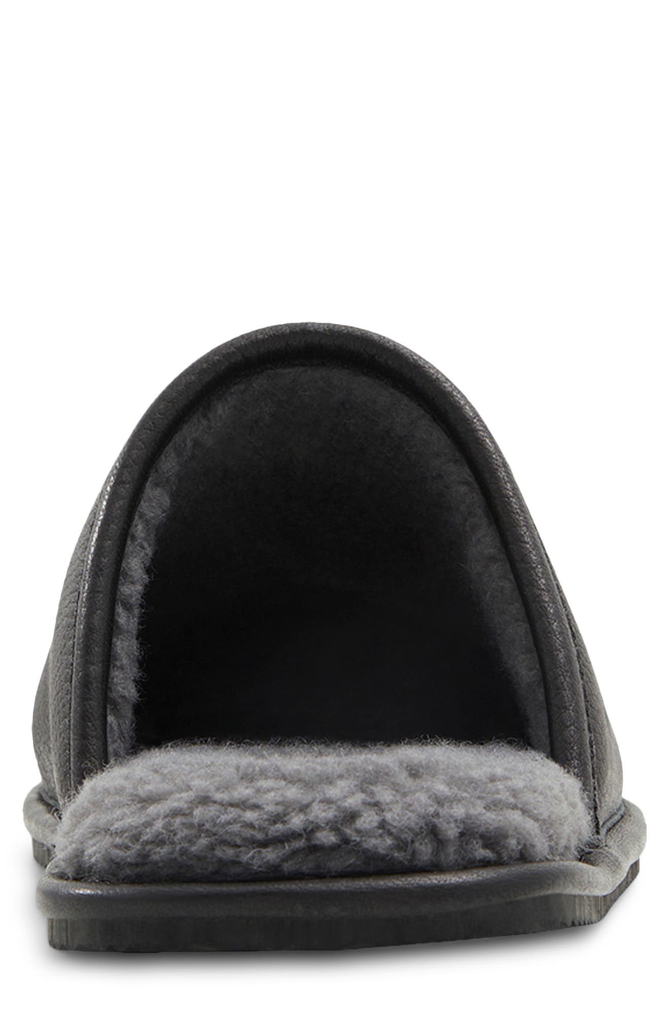 Brooks Brothers Henri Genuine Shearling Lined Leather Slipper, Alternate, color, Other Black