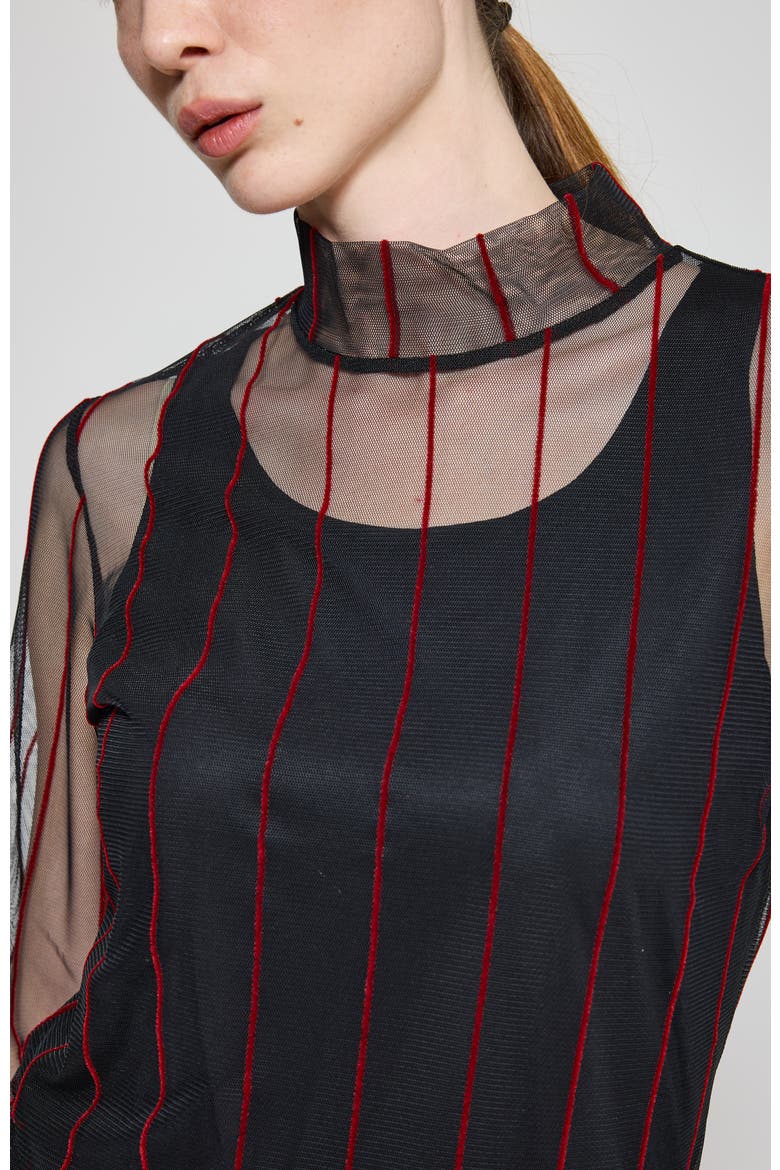 Eisley Striped Mesh Blouse, Alternate, color, Black Red