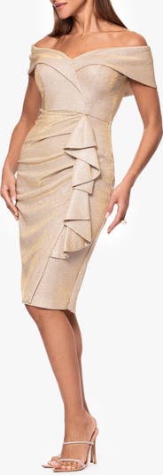 Off the Shoulder Scuba Knit Cocktail Dress