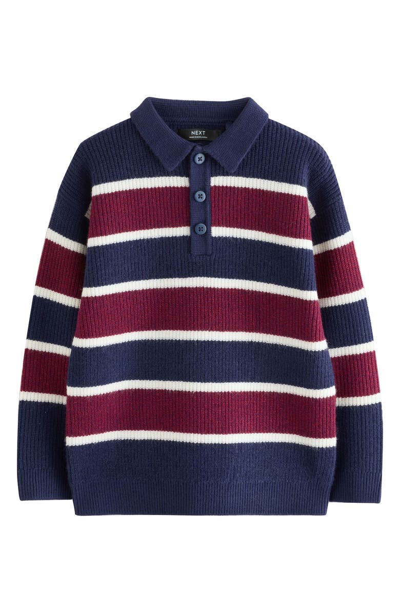NEXT Kids' Stripe Polo Sweater, Main, color, Navy Multi