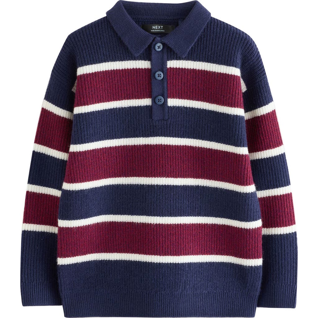 Next Kids' Stripe Polo Sweater In Multi