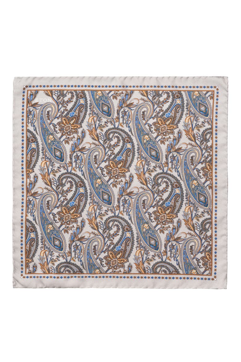Paisley Silk Pocket Square, Alternate, color, LIGHT GREY