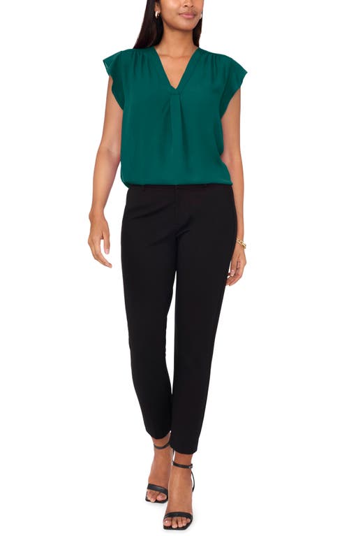 Chaus Print Flutter Sleeve Blouse In Green