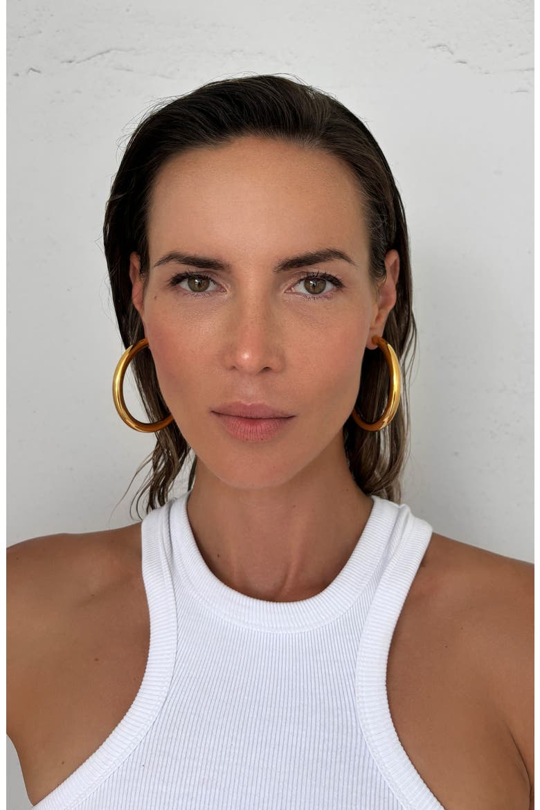 Chunky Hoop Earrings, Alternate, color, GOLD