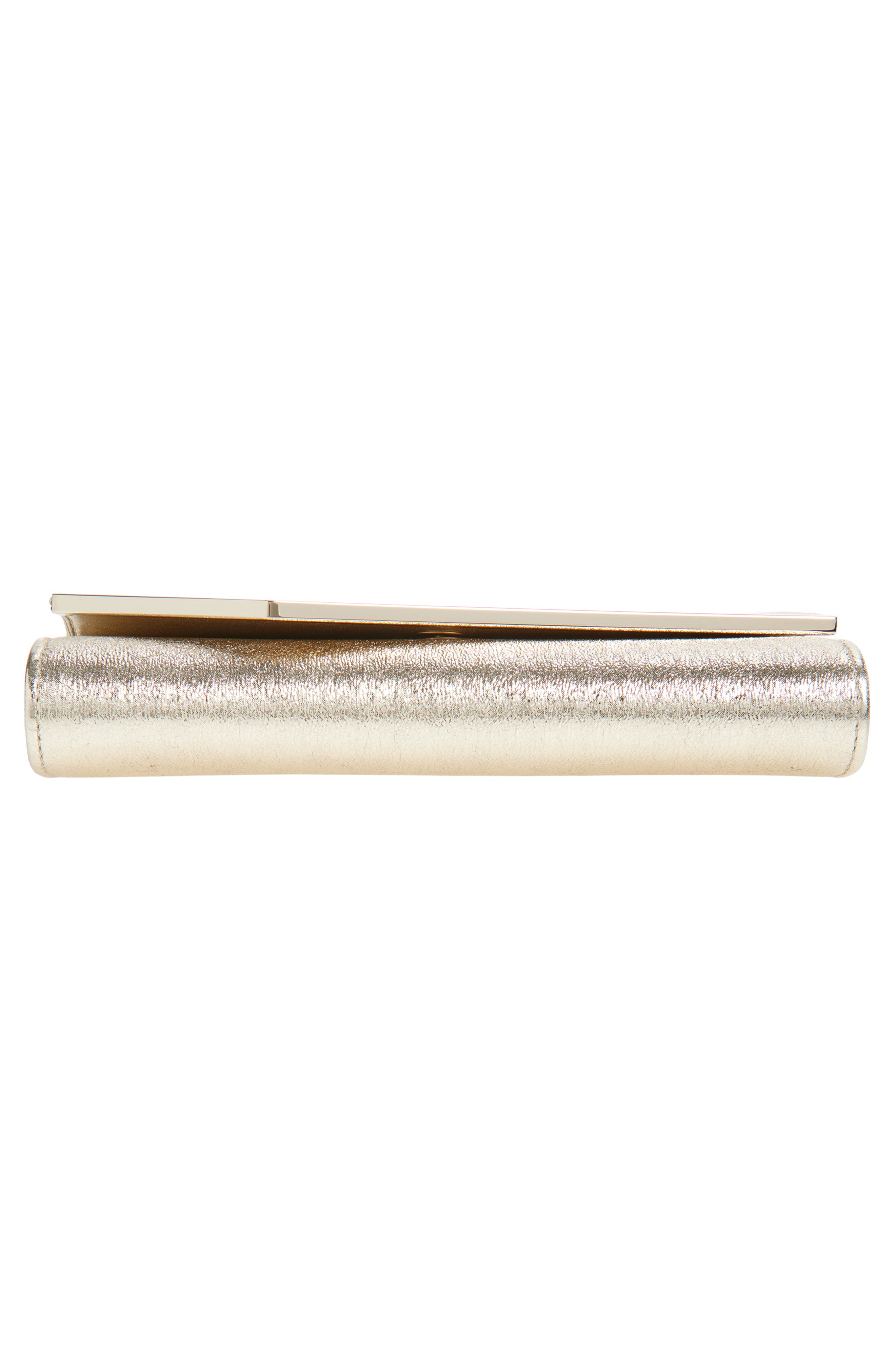 Jimmy Choo Emmie Glitter Leather Clutch, Alternate, color, Platinum Ice/ Light Gold