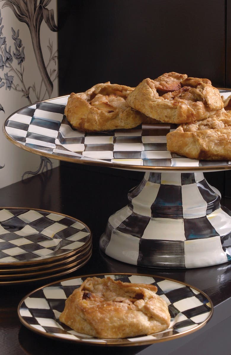 MACKENZIE CHILDS Courtly Check Pedestal Platter, Alternate, color, Black/ White