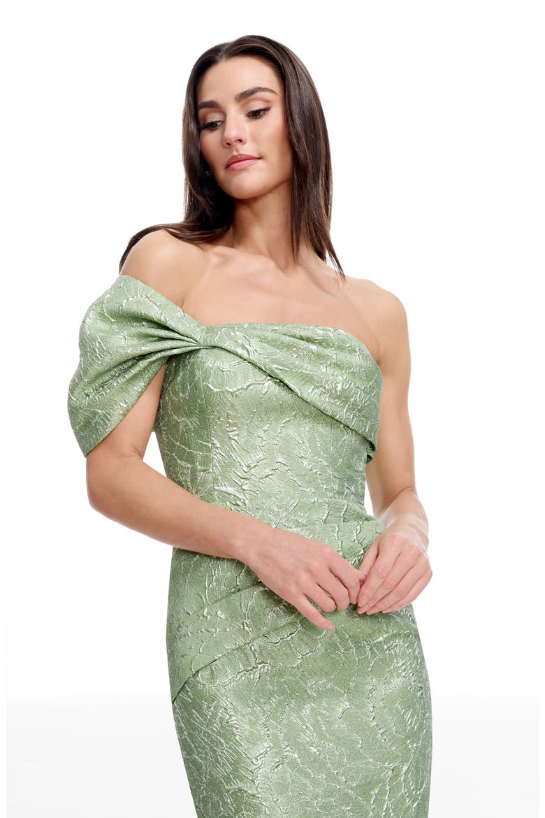 Cyprus Metallic Floral Jacquard Sheath Dress, Alternate, color, SAGE