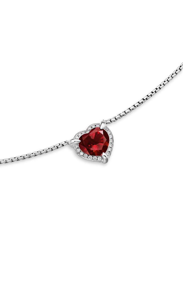 David Yurman Chatelaine<sup>®</sup> Heart Pendant Necklace in Sterling Silver with Garnet and Pavé Diamonds, Alternate, color, 
