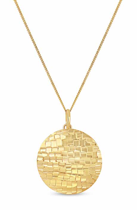 14K Gold Medallion Pendant Necklace
