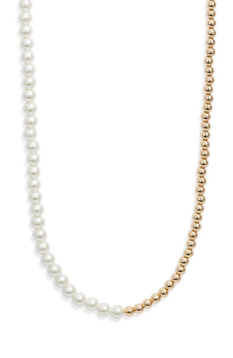 Faux Pearl & Bead Toggle Necklace