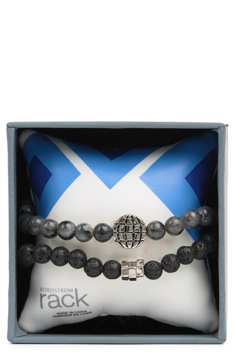 NORDSTROM RACK Lava Stone Bead Icon Bracelet - Set of 2, Main, color,