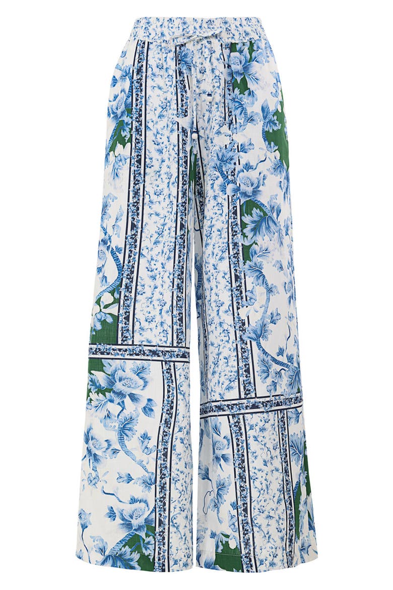 Nader Print Wide Leg Cover-Up Pants, Alternate, color, BLUE