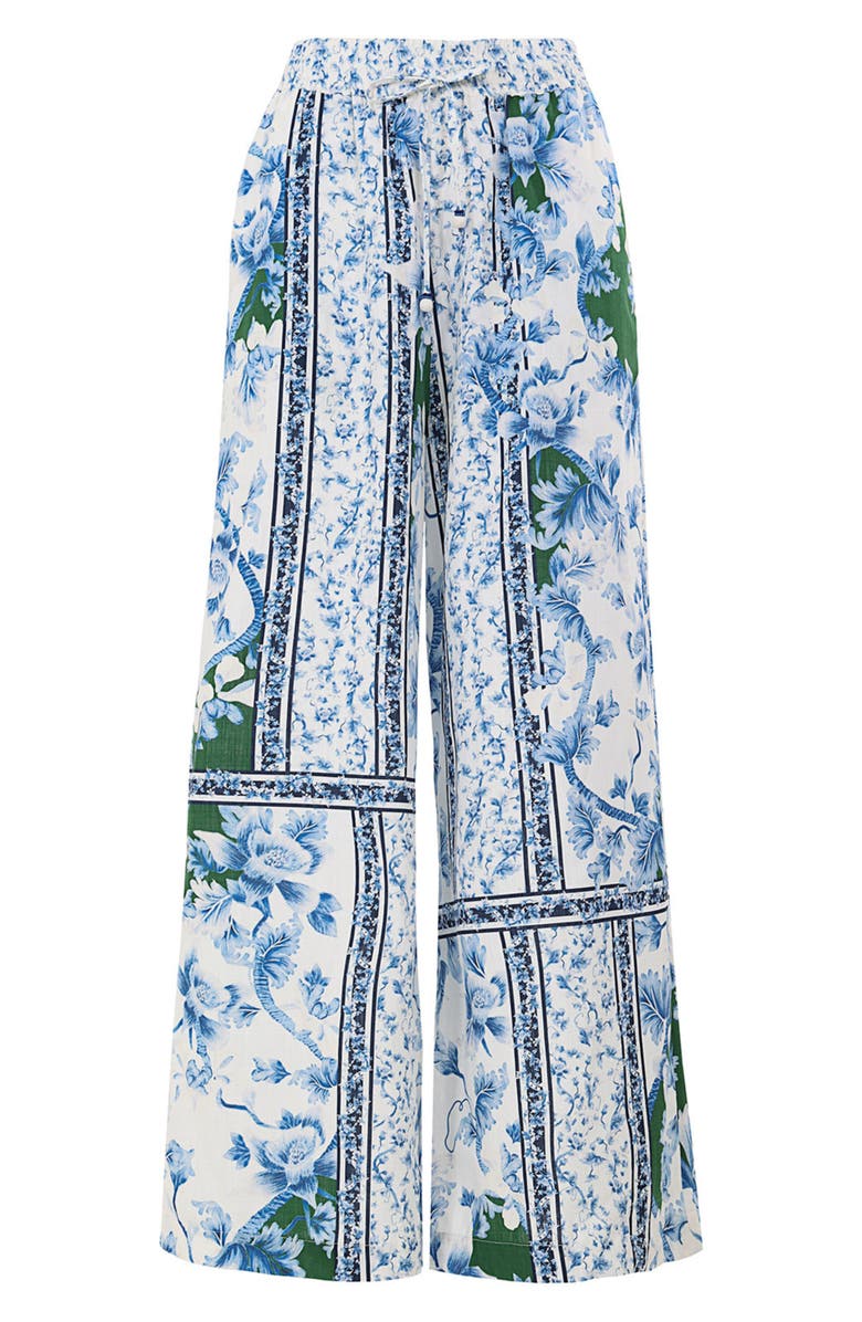 Agua Bendita Nader Print Wide Leg Cover-Up Pants, Alternate, color, Blue