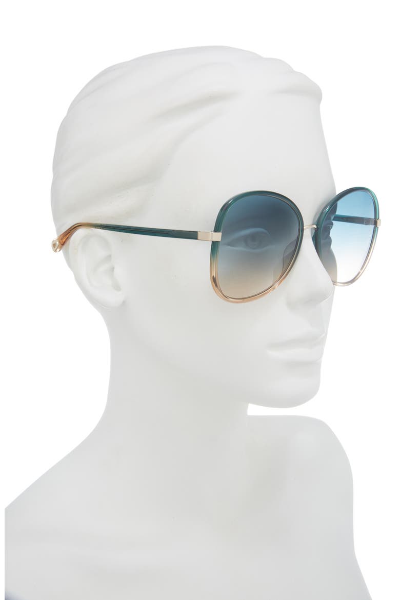 57mm Novelty Oversize Sunglasses, Alternate, color, GREEN BLUE GREEN