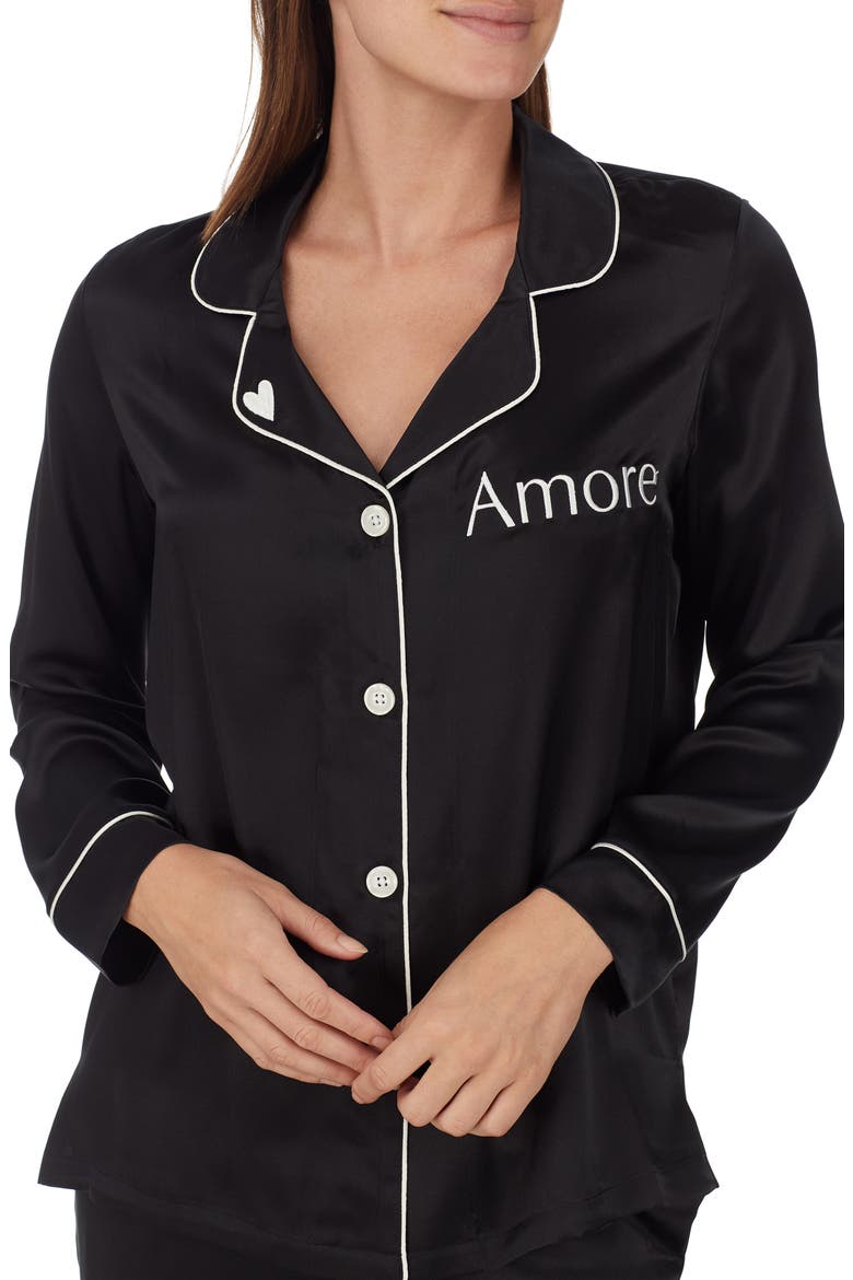 Silk Pajamas, Alternate, color, BLACK