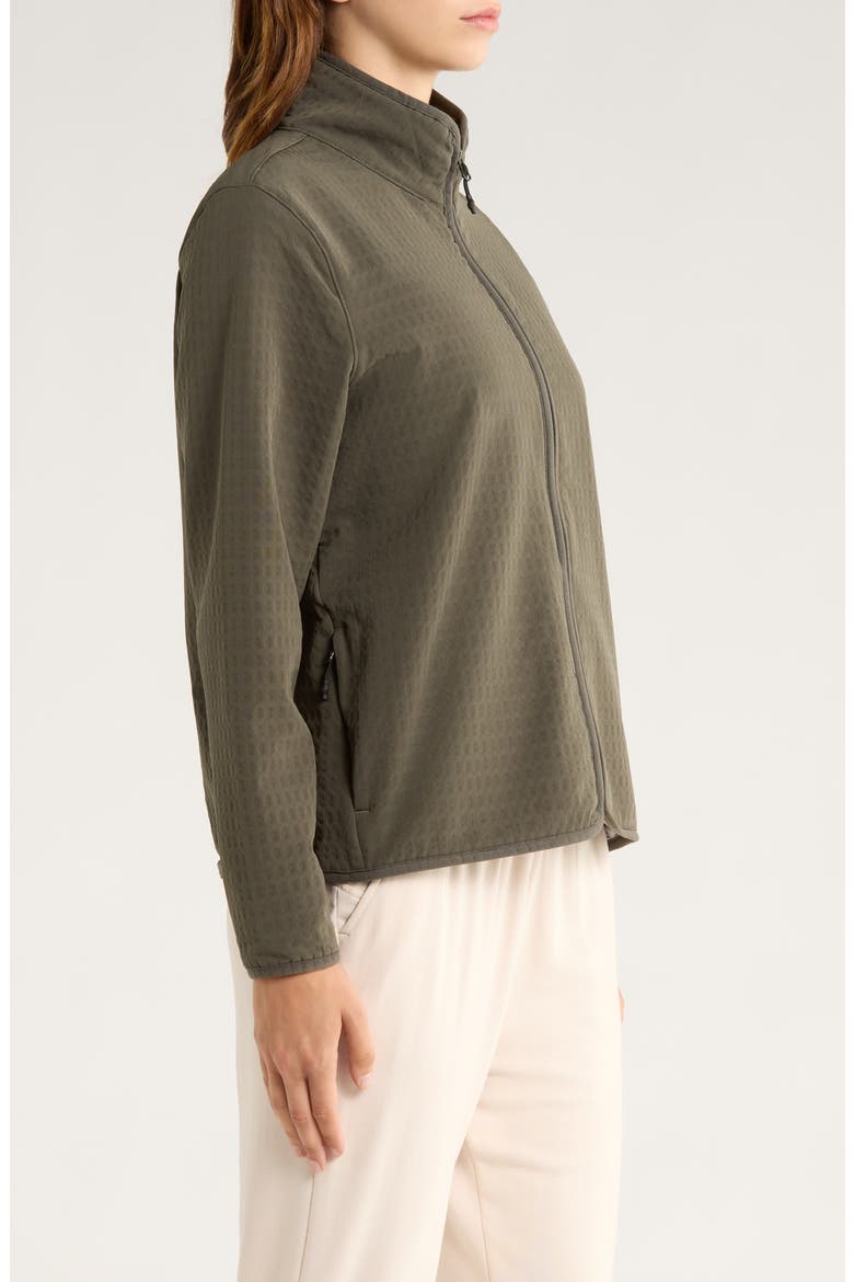 Grid Bonded Fleece Zip Jacket, Alternate, color, DARK FOREST