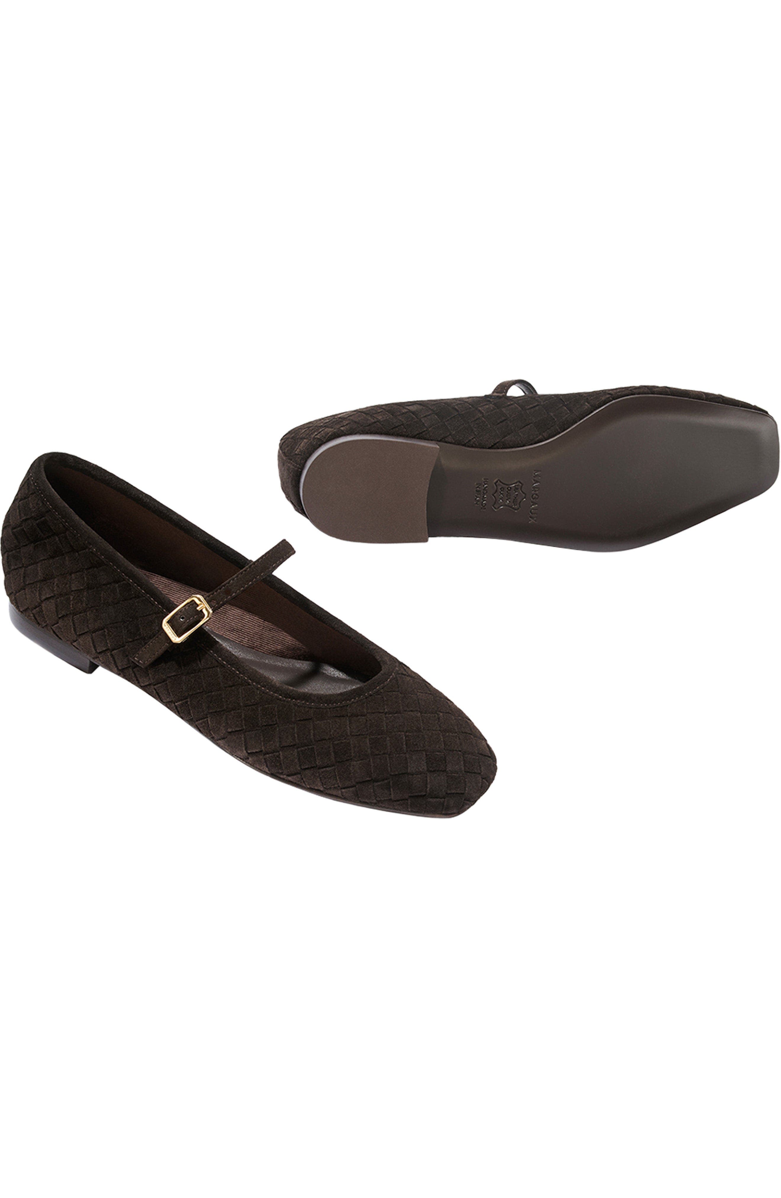 The Fonteyn Jane Flats, Alternate, color, Chocolate Woven Pasado Suede