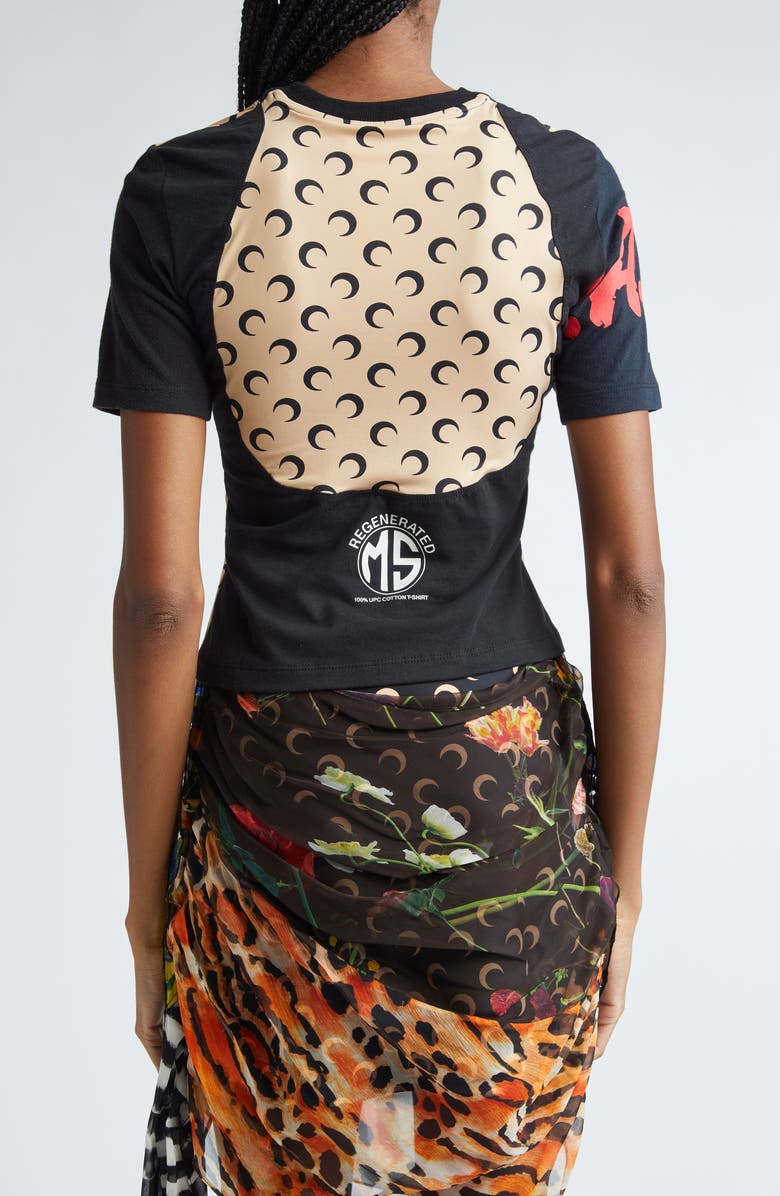 Marine Serre Paneled Cotton Graphic T-Shirt, Alternate, color,