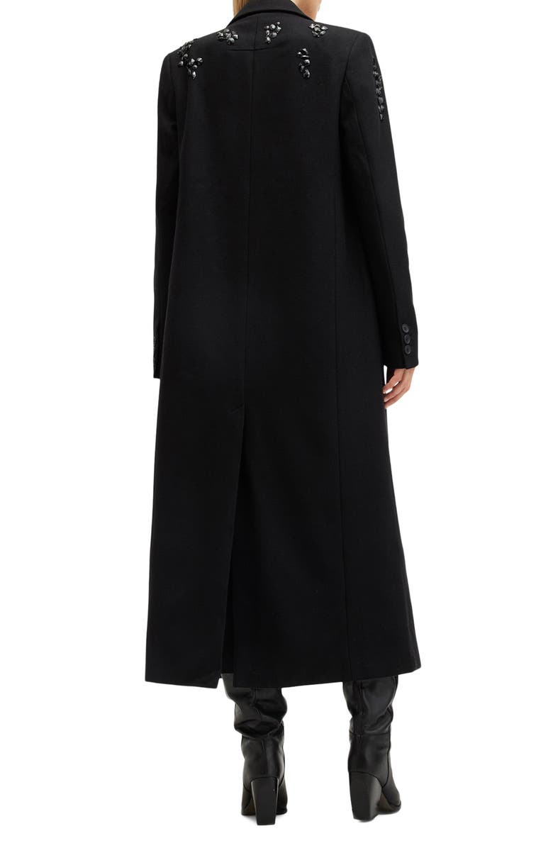 AllSaints Ellen Embellished Wool Blend Coat, Alternate, color,
