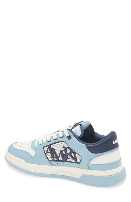 Amiri Light Blue Low Top Sneakers With Contrasting Logo Lettering In Cotton Man In Ocean Sky