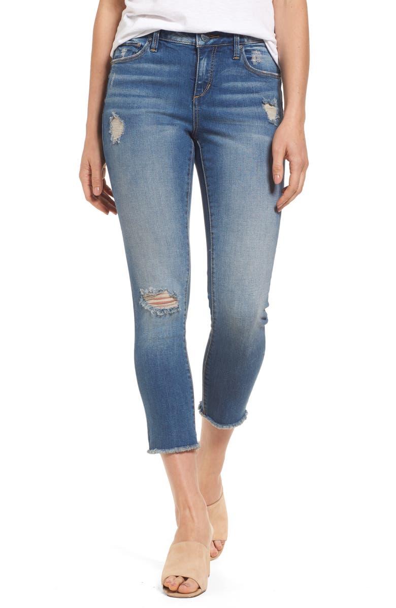 SLINK Jeans Frayed Hem Crop Jeans, Main, color, 
