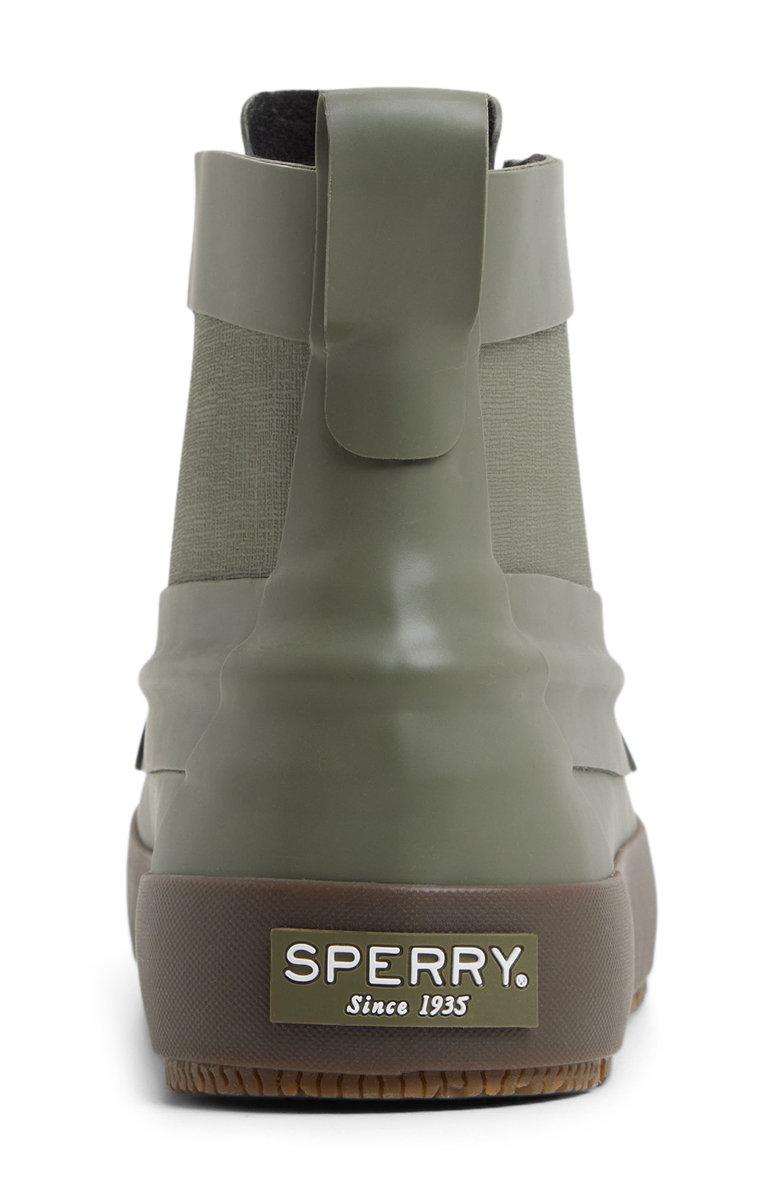 Sperry Sleet Lace-Up Rain Boot, Alternate, color, Olive