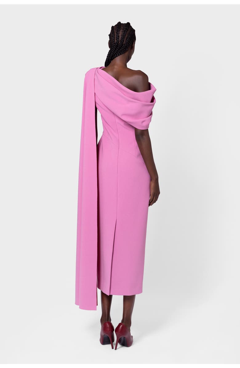 Roksanda Maite Pink Crepe One Shoulder Midi Dress, Alternate, color, Orchid / Amaranthus