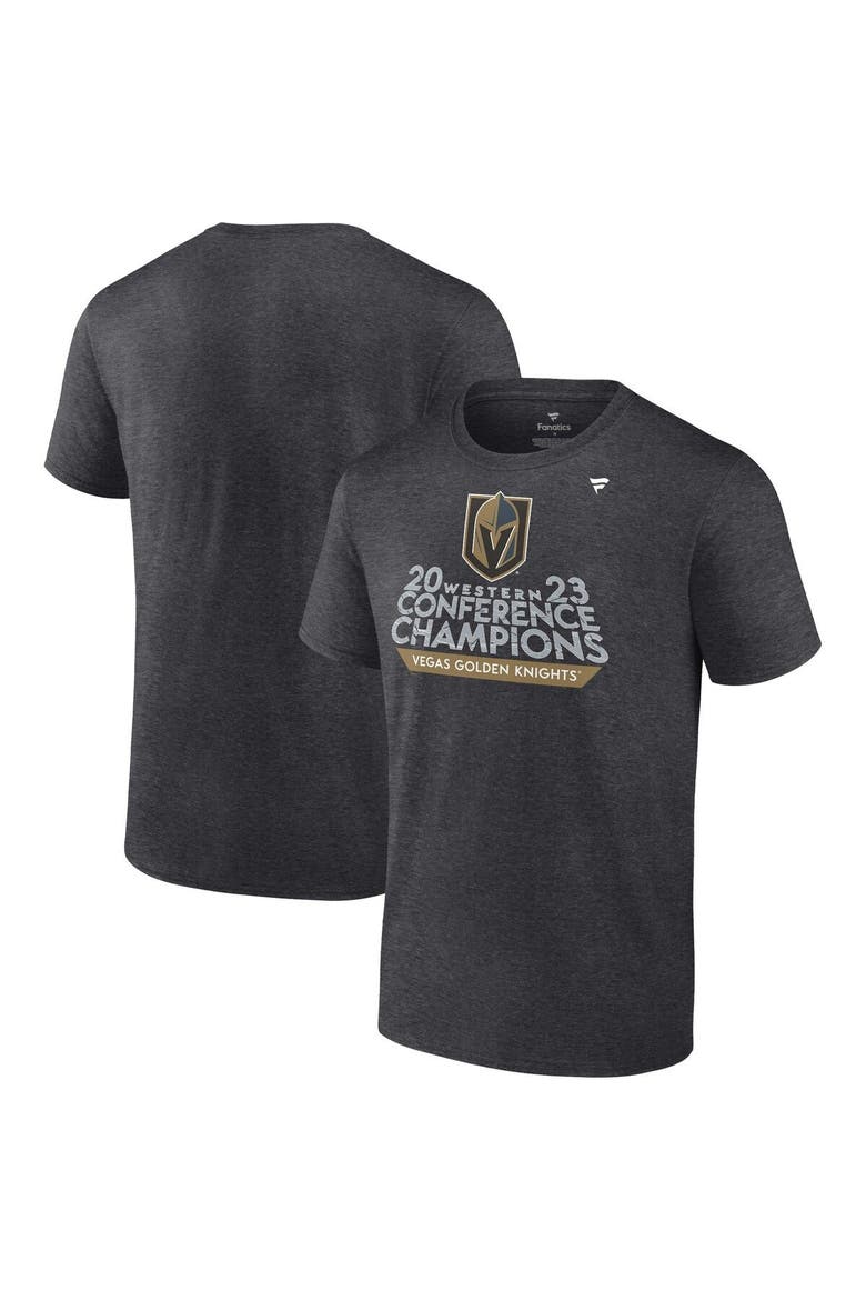 Men's Fanatics Branded  Heather Charcoal Vegas Golden Knights 2023 Western Conference Champions Locker Room T-Shirt, Main, color, Heather Charcoal