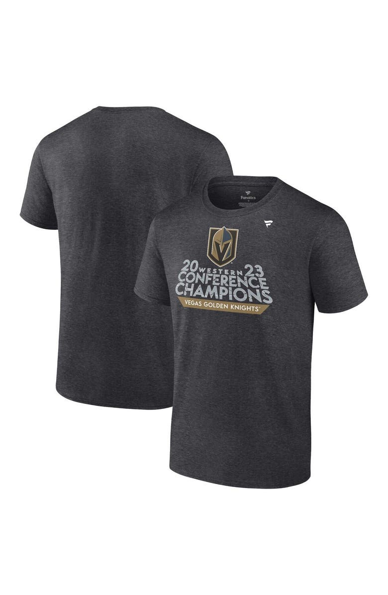 FANATICS Men's Fanatics Branded Heather Charcoal Vegas Golden Knights 2023 Western Conference Champions Locker Room T-Shirt, Main, color,