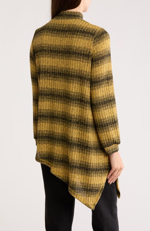 Patrizia Luca Stripe Long Sleeve Tunic Top In Yellow