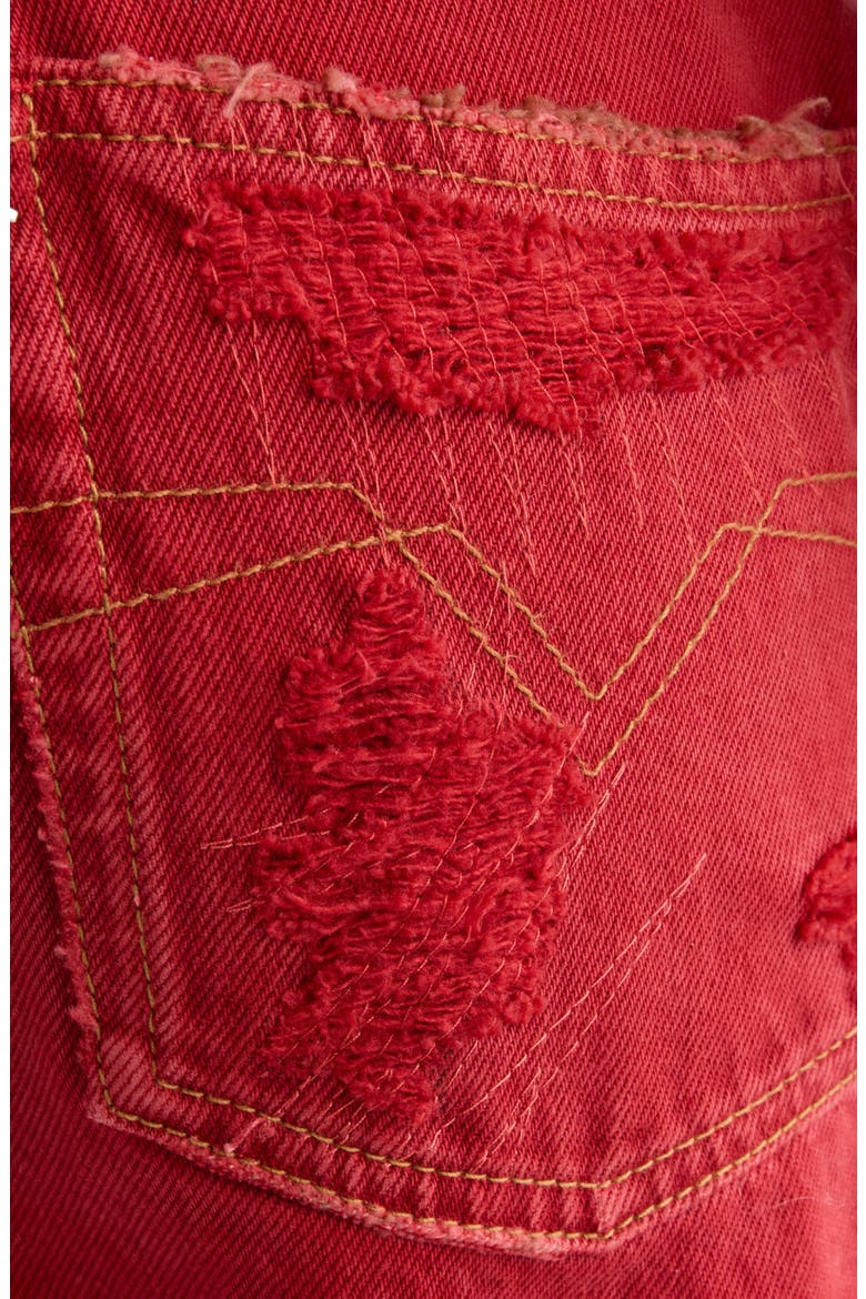 Daya Raw Hem High Waist Straight Leg Jeans, Alternate, color, RED