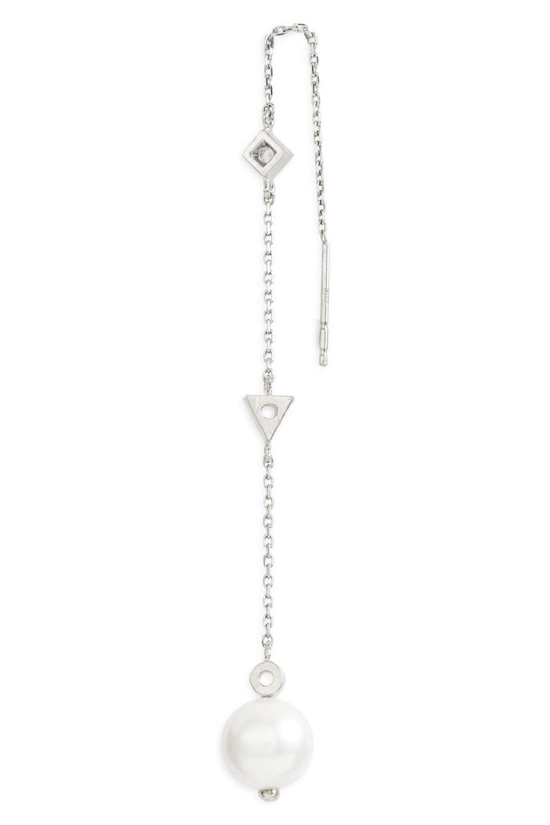 Cléo Pearl Chain Threader Earrings, Alternate, color, SILVER