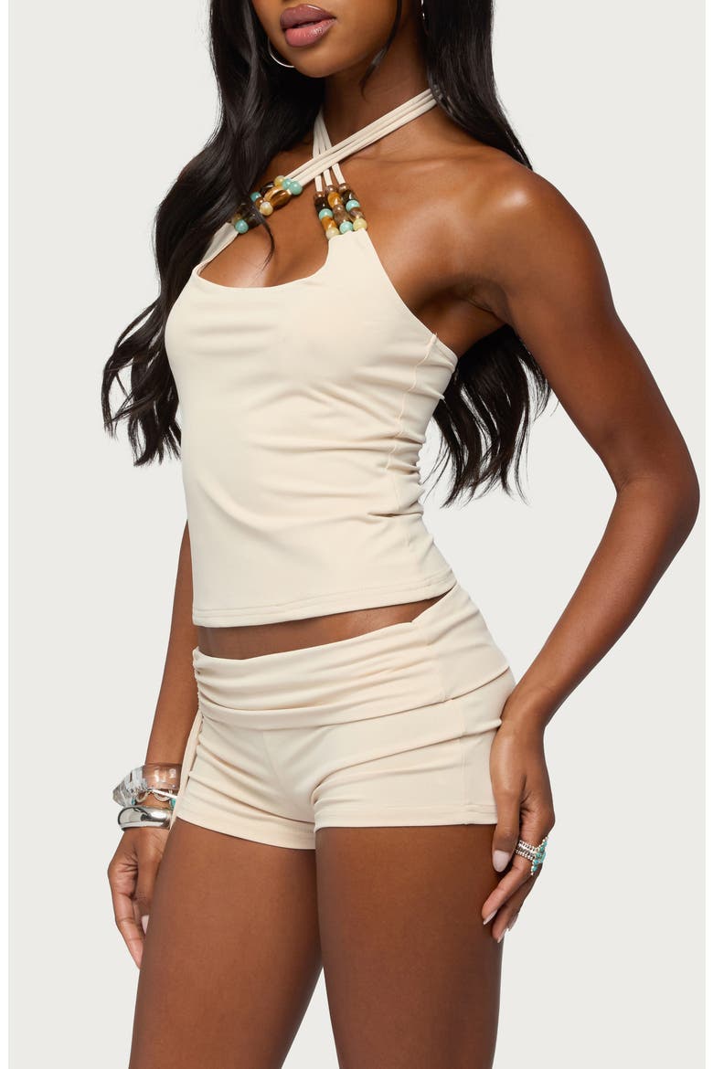 Thia Beaded Halter Top, Alternate, color, BEIGE