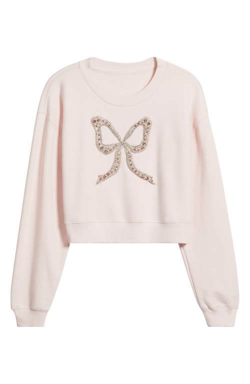 Loveshackfancy Rylan Faux Pearl Embellished Bow Sweatshirt In Pink