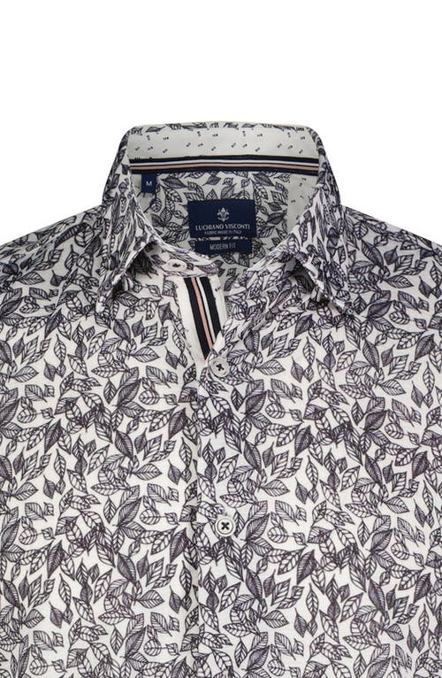 Luchiano Visconti Leaf Print Short Sleeve Shirt In Multi