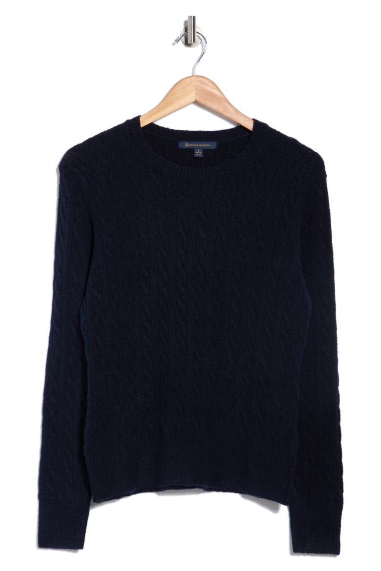Cable Knit Crewneck Sweater, Alternate, color, NAVY
