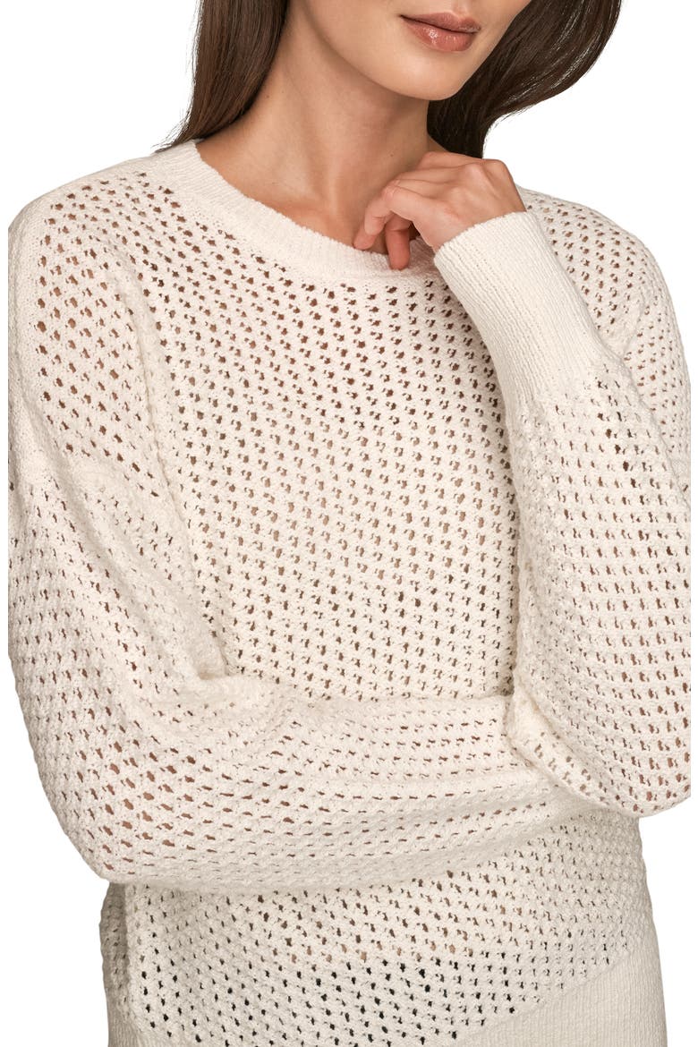 Open Stitch Cotton Blend Sweater, Alternate, color, CREAM