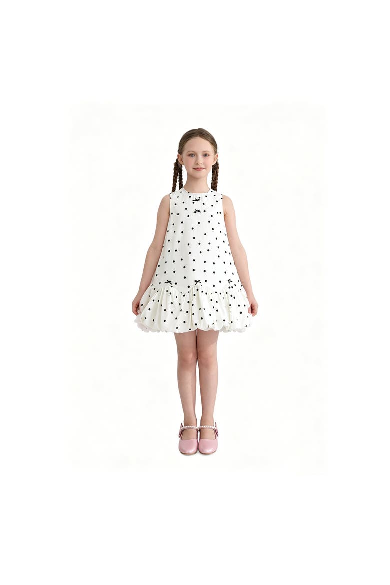 Polka Dot Bow Dress, Alternate, color, Beige