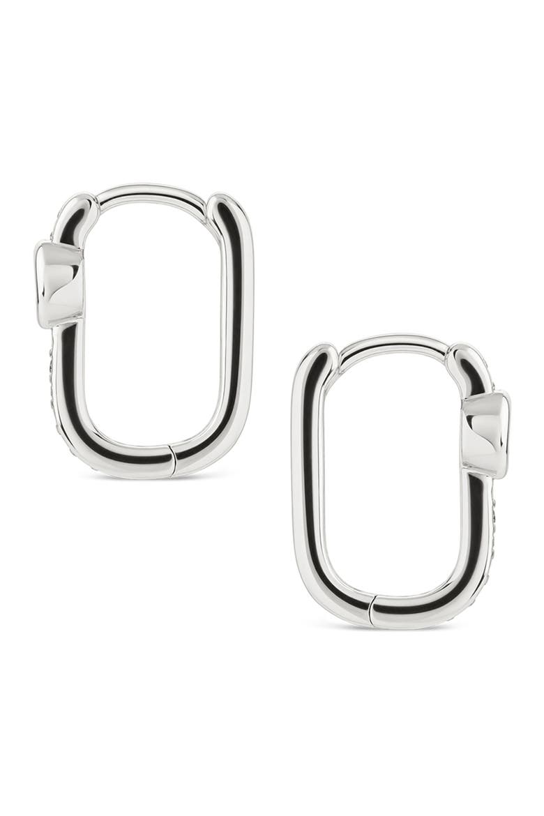 Evil Eye Square Hoop Earrings, Alternate, color, SILVER