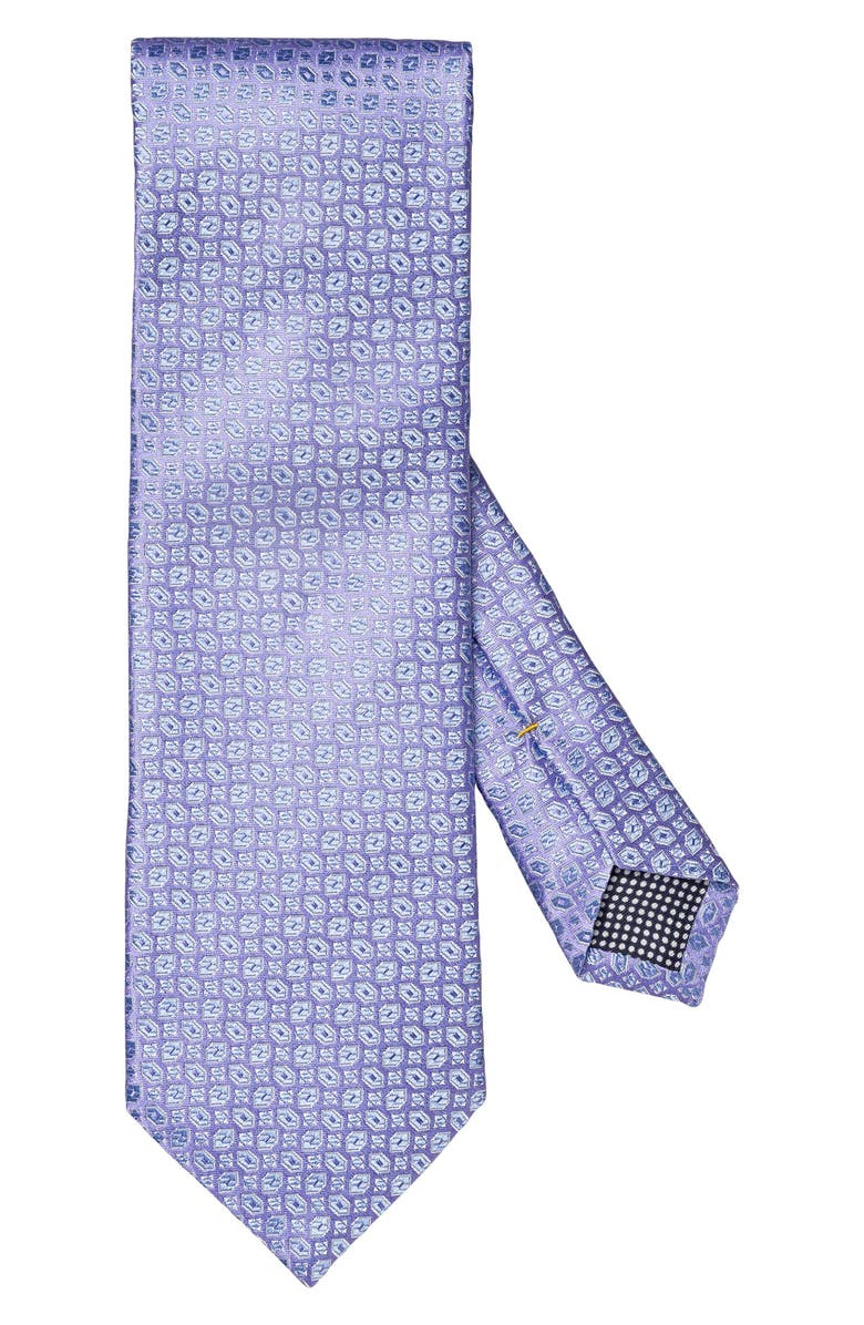 Eton Pastel Purple Geometric Jacquard Silk Tie, Main, color,