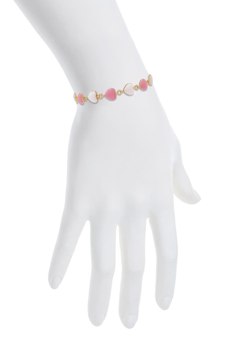 Kids' Heart Link Bracelet, Alternate, color, PINK