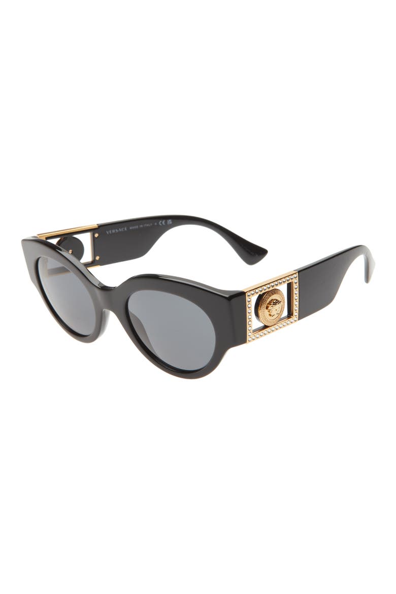 52mm Cat Eye Sunglasses, Alternate, color, BLACK