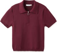 MANGO Tipped Quarter Zip Jersey Polo
