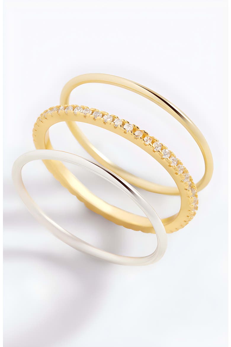 Gold and Silver Stacking Ring Set, Main, color, 18k Gold Plated Brass