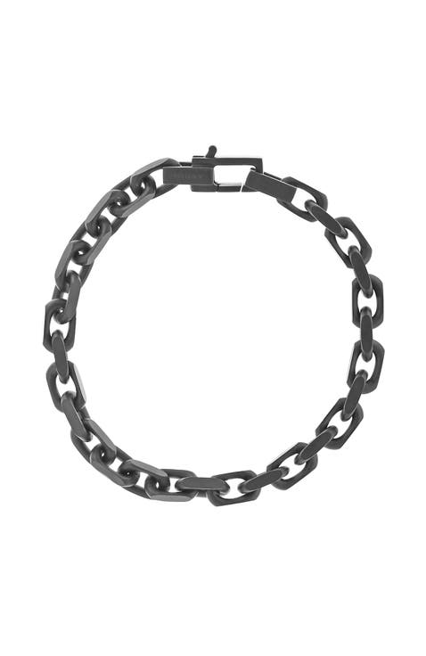 Blackened Open Link Bracelet in Sterling Silver