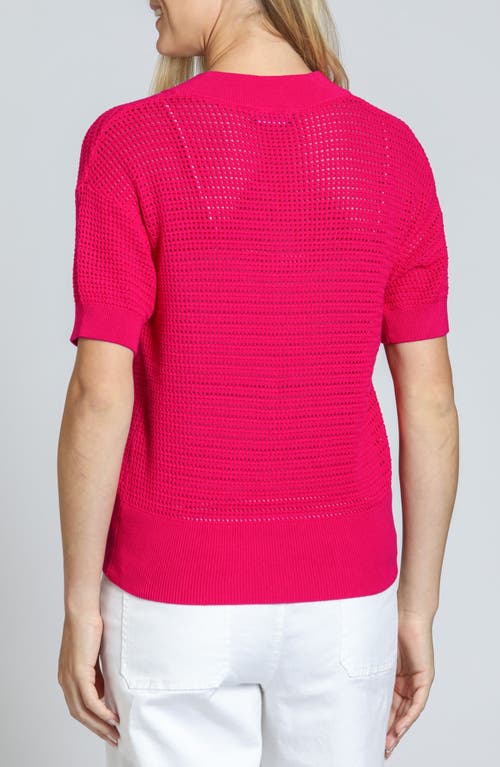 Apny Open Stitch Cotton Polo In Raspberry