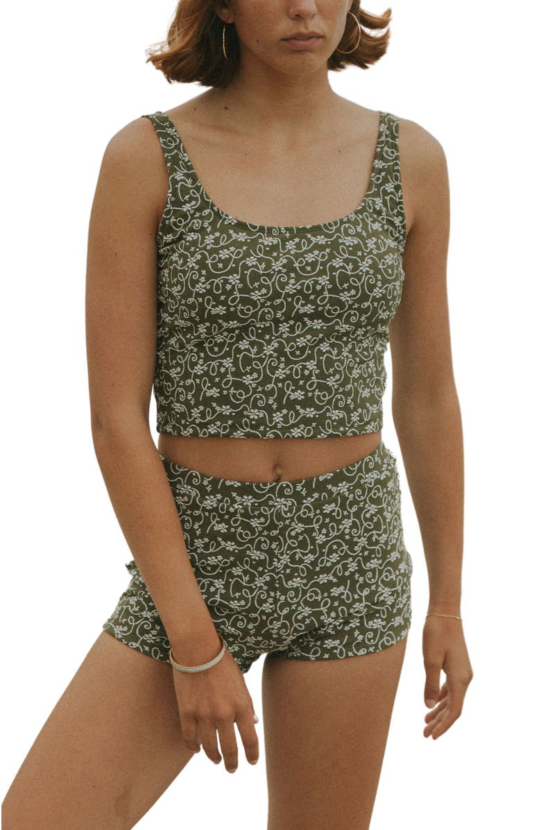 Geode Swimwear Savannah Square Neck Tankini Top, Main, color, Green