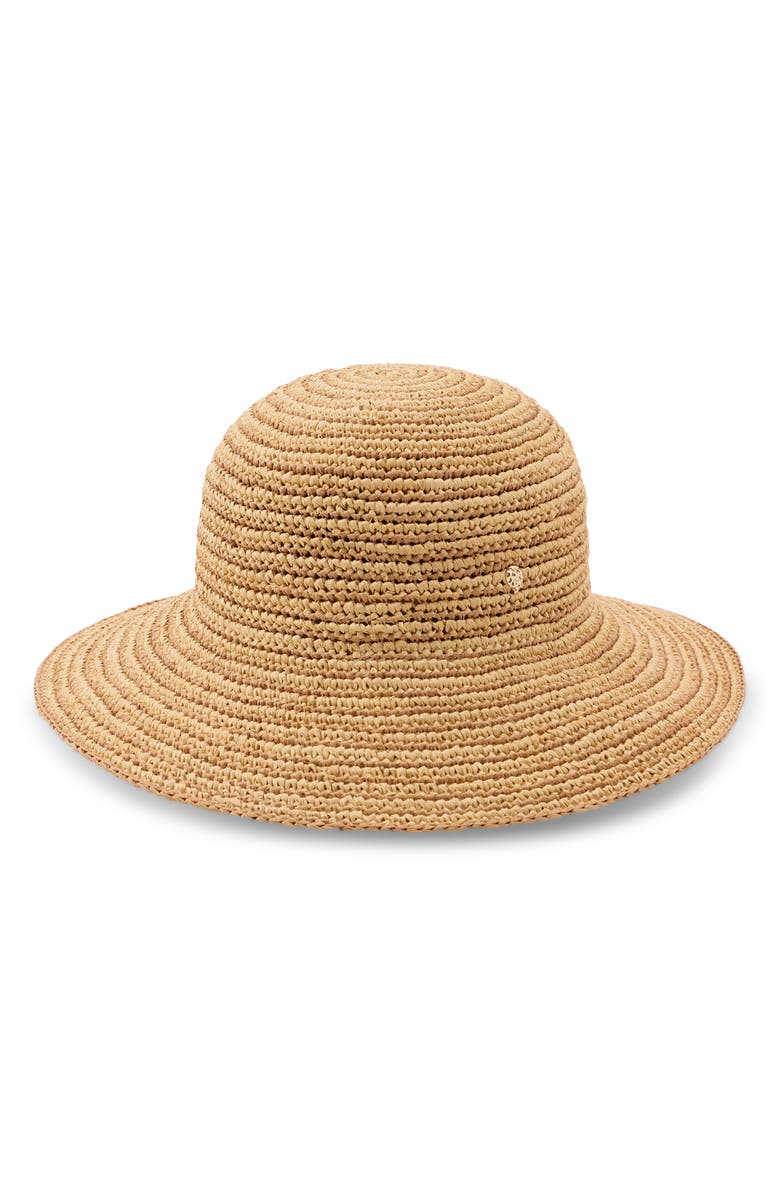 Helen Kaminski Evadine Packable Raffia Sun Hat, Main, color, Natural/ Nougat